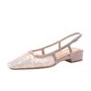 619-3 Zapatos de Tacón Cuadrado Retro para Mujer Tacón Bajo Lentejuelas Sandalias de Punta Cerrada Tacón Grueso para Mujer Calzado de Exterior Zapatos Mary Jane Zapatos Individuales