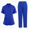 Uniformes Quirúrgicos Transfronterizos para Doctores y Enfermeras, Uniformes de Trabajo para Hospital de Mascotas, Ropa Profesional de Manga Corta con Cuello Alto para Salón de Belleza