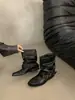 Botas Apiladas Arrugadas con Hebilla Estilo Retro para Mujer 2026 Verano Nuevas Botines de Tacón Grueso Botas Vaqueras Western Mellard