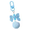 Chaveiro Pingente Bola de Pelúcia com Laço Colorido Estilo Ins Miçangas para Montagem DIY Acessório Versátil para Decoração de Bolsa de Trabalho