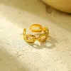 Anillo Casual Personalizado de Acero Inoxidable Lele Jewelry Cadena de Conexión de Presión de Aceite Hebilla Ajuste de Apertura Anillo Casual para Mujer
