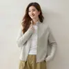 Estilo requintado~ Suéter feminino de cashmere de gola alta com fio colorido, espessado, de corte solto, com zíper, jaqueta de malha para usar por baixo