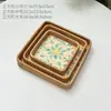 Rattan Vietnamita Tejido Conchas de Colores Nórdico Creativo Hecho a Mano Plato de Frutas Adorno Decorativo Bandeja de Almacenamiento de Joyas Bandeja de Té Bandeja Redonda