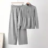 Conjunto de Suéter Casual de Moda 2026 con Cremallera para Mujer, Sudadera de Estilo Perezoso de Otoño y Pantalones de Punto de Pierna Ancha, Conjunto Versátil de Dos Piezas