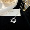 Colar feminino de prata 925 com doze constelações transversais sob a figueira-de-bengala, luz luxuosa, 12 pingentes de zircônia, corrente de clavícula, vento frio