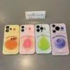 Funda de Teléfono Temática de Frutas en Inglés Adecuada para Apple 17 Pro Max y iPhone 16 Pro, Funda de Teléfono con Ventana en Forma de Corazón