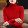 Suéter de lana de cuello alto transfronterizo para mujer, otoño e invierno, ropa de mujer, moda, prenda interior, nuevo suéter de color liso de cuello alto, camiseta base de punto
