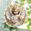 Placa pendurada de conto de fadas, disco redondo, decoração plana de janela em forma de sol, acrílico, figura de beleza criativa transfronteiriça, pendente de varanda de fantasia de princesa