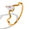 Moda Europea y Americana Elegante Simple Nicho Estilo Frío Pulsera Acero Inoxidable Chapado Oro 18K Serpiente Colgante Anillo de Diamante para Mujeres