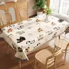 Toalha de Mesa Desenho Animado, Sem Lavagem, Impermeável, À Prova de Óleo, Resistente ao Calor, Estilo Dopamina Creme, Toalha de Mesa Retangular, Protetor de Mesa, Chá