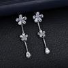 Pendientes de cobre con circonita OLAA de moda Pendientes de plata esterlina S925 Pendientes largos con borla de flor directos de fábrica