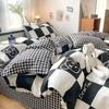 Ins estilo lujo ligero algodón lavado ropa de cama cuatro piezas sábana funda nórdica tres piezas dormitorio de estudiante