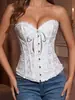 Bustier de encaje estilo francés, estilo chica dulce y picante, faja sexy con ballenas, estilo corto retro abotonado 003