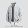 Chaqueta Cardigan de Punto con Cremallera y Solapa para Hombre, Otoño Primavera, Textura Casual, Holgada, Manga Larga, Suéter