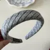Estilo Universitário Malha Sarjada Coroa Alta Faixa Larga Grampo de Cabelo Versátil Suave Casual Faixa para Lavar o Rosto Acessório de Cabelo