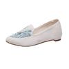 Zapatos puntiagudos zapatos de una sola capa zapatos de tela bordada con ola de grulla moda antigua tacón bajo zapatos de mujer