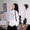 Camiseta blanca de algodón puro de manga larga para mujer, nueva camiseta básica de corte holgado talla grande con diseño único, top de nicho de otoño para mujer