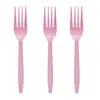 Set de Cubiertos Desechables Rosa Claro Texturizado, Suministros para Fiesta de Cumpleaños, Tenedor para Pastel, Cuchillo de Plástico de Color Sólido, Ecológico