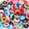Cuentas Redondas de Agujero Grande Rayadas de Colores Resina Accesorios Pequeños Rueda Cuentas Planas Accesorios para Joyería DIY Cuentas Sueltas Venta al por Mayor