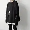 Suéter Blanco Pesado Desgastado Estilo High Street para Hombres, Estilo Perezoso de Pareja Hip-Hop Marca de Moda Tejido de Punto Holgado Desgastado
