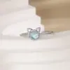 Anillo de gatito de diamante dulce apertura ajustable diseño creativo de alta calidad súper bonito índice de gato azul anillo de cola para dedo índice femenino