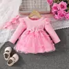 Amazon Vestido de Manga Larga de Malla Dulce Mariposa para Niña de 0 a 1 Año Banda para el Cabello Moda Vestido de Rayas de Pitillo para Bebé