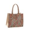 Bolso de Mano Floral Portátil Estilo Coreano de Gran Capacidad para Mujer con Rayas de Algodón y Lino Bolsa de Tote para el Trabajo y el Viaje