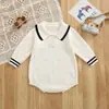 Body de punto 100% algodón unisex para niños, con solapa, transpirable, manga larga, para primavera y otoño, bebé, OME, ropa personalizada para niños, mameluco