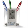 Porta bolígrafos digital transparente multifuncional Calendario perpetuo Reloj digital Porta bolígrafos Se puede imprimir con logo