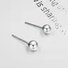 Pendientes lisos simples de plata de ley S990 pendientes de guisantes de plata de ley para parejas aguja de plata pequeño regalo
