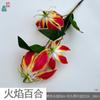 Lírio-de-fogo Galho Único 3 Cabeças Guirlanda de Filme Área de Boas-vindas de Casamento Arranjo de Flores Flor Artificial Palco Estrada Flor de Seda