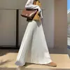 Roupas Femininas Outono e Inverno 2025 Saia Tricô Feminina Saia Longa que Cobre o Quadril Aparência Emagrecedora Aumentada Saia Plissada Saia Evasê de Cintura Alta