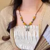 Novo Colar de Pérolas Retrô Estilo Chinês para Menina Picante, Acessórios Étnicos Inspirados no Zen de Estilo Antigo, Corrente para Clavícula de Borboleta