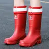 Comercio Exterior Transfronterizo Moda de Media Pantorrilla Botas de Lluvia para Mujer Ropa de Exterior Antideslizantes Suela Gruesa Impermeables Resistentes al Desgaste Zapatos de Goma Botas de Lluvia para el Trabajo