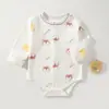 Body de algodón puro para bebé, nuevo para primavera y otoño, de manga larga, triangular, con broches en la entrepierna, sin ballenas