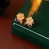 Pendientes de Flor de Zirconia Cubo de Agua Aguja de Plata Dulces y Frescos Pendientes de Botón de Moda Pendientes de Nicho de Gama Alta para Mujer