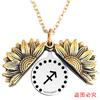 Collar con colgante de acero de titanio y girasol de las doce constelaciones transfronterizas europeas y americanas, regalo navideño con letras