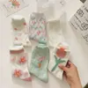 Calcetines de Verano para Mujer Cass Flor de Tulipan Calcetines de Malla Transpirables Frescos de Longitud Media Algodón Estilo Japonés ins Moda