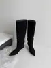 Elegantes Botas Largas Adelgazantes Grises para Mujer, Nuevo Estilo Otoño e Invierno 2025, Punta Puntiaguda, Tacón Fino, Botas Rectas Apiladas Simples