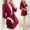 Conjunto de Traje Rojo para Mujer, Moda Primavera y Otoño 2026 Elegante Conjunto de Dos Piezas con Blazer y Falda Plisada