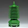Adorno de Torre Wenchang de Nueve Pisos Tallado en Madera Maciza Azul, Torre Bagua, Simbolizando Progreso Constante, Adecuado para Escritorios de Estudiantes y Manualidades de Oficina