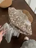 Sombrero de Paja con Flor de Encaje para el Sol de Verano para Mujer con Lazo y Perlas Decorativas en el Ala Sombrero de Sol para Vacaciones en la Playa
