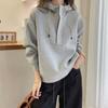 Sudadera con capucha y cordón de ajuste con media cremallera para mujer Estación Europea Principios de Otoño Nuevo Moda Europea para Mujer Top Moderno Estilo Coreano