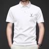 2025 Nueva Camiseta de Manga Corta de Seda de Hielo para Hombre Verano Solapa Manga Corta Ropa de Papá Delgada Elástica Transpirable Camisa Polo