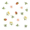 Br0227C Flor de Morango Trevo da Sorte Adesivo de Parede Autoadesivo Sala de Estar Quarto de Crianças Jardim de Infância Adesivo de Decoração