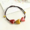 Joias de Cerâmica Jingdezhen para Mulheres, Simples e Versáteis, Estilo Étnico Retrô, Pulseira Tecida à Mão, Pulseira de Contas, Fornecimento Atacado