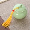 Tamaño pequeño tarro de cerámica para té pantalla dividida fragante pasta de píldoras tarro sellado de almacenamiento retro caja de polvo de colorete LOGOTIPO fijo