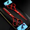 Tesoura de Cabeleireiro Shenxingzhe 6.0 polegadas Padrão Vermelho Pintado Tesoura de Corte de Cabelo Tesoura Reta Tesoura de Desbaste