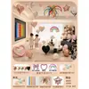 Fiesta de Primer Cumpleaños de Niña Escena de Sala de Estar Atmósfera Decoración Conjunto Completo de Decoraciones de Globos Ceremoniales