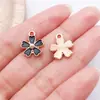 20 Estilos de Flor de Cerezo Negra con Goteo de Aceite Rosa Accesorios para Joyería DIY Aleación Collar Pulsera Colgante Llavero Transfronterizo